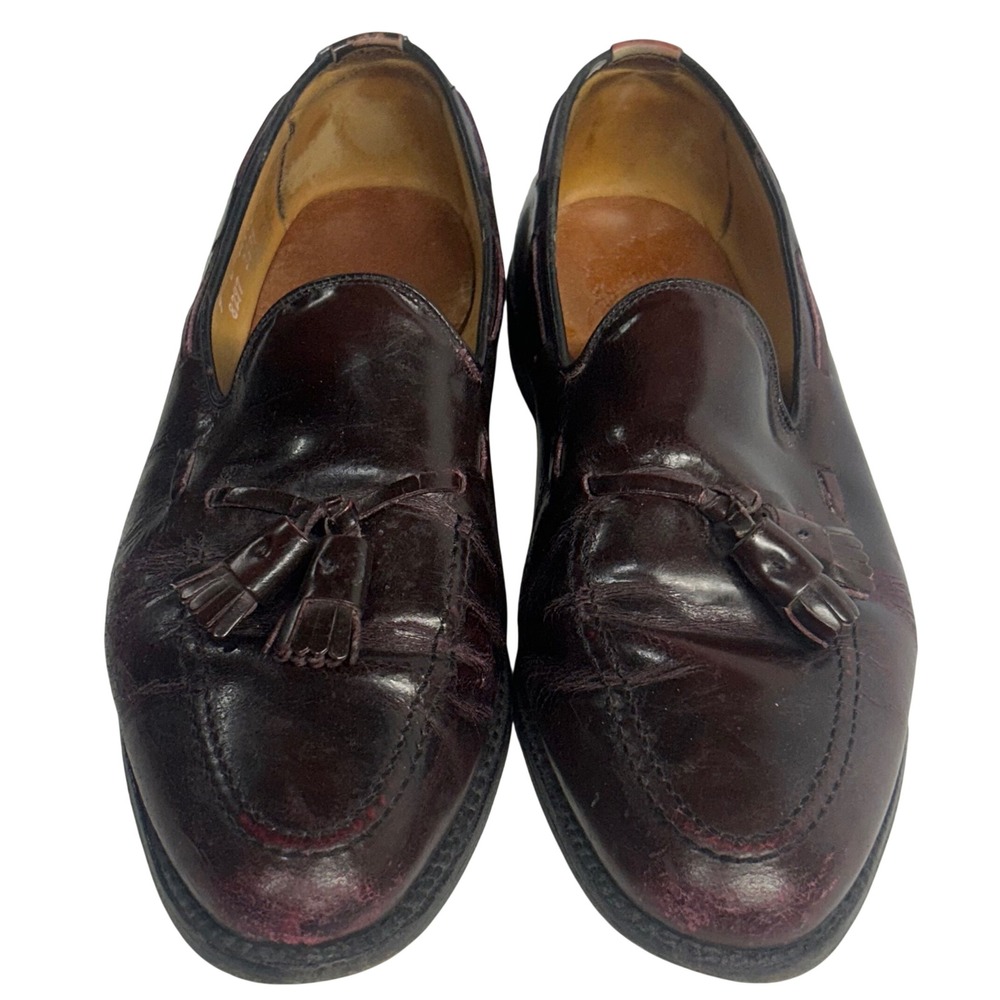 Allen Edmonds Grayson Tassel Loafers Burgundy‎ Mens 9 C Leather Dress Shoes 8297